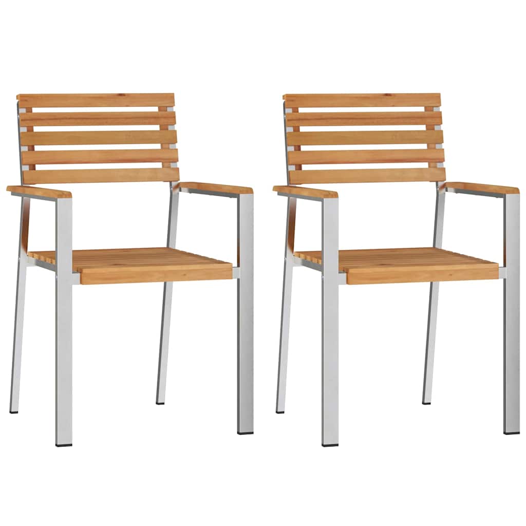 Καρέκλα Κήπου 2 pcs Φυσικό Λάδι Στερεό Ξύλο Τίκ