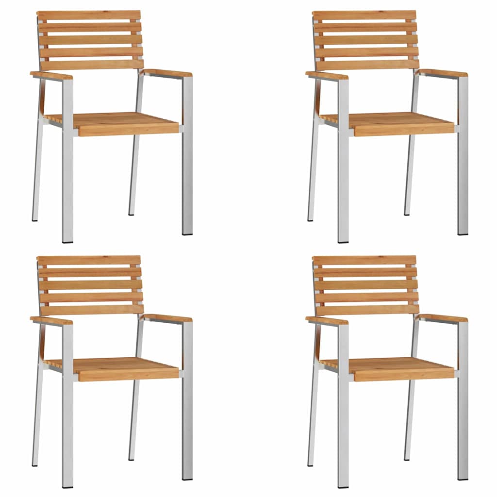 Καρέκλα Κήπου 4 pcs Φυσικό Λάδι Στερεό Ξύλο Τίκ