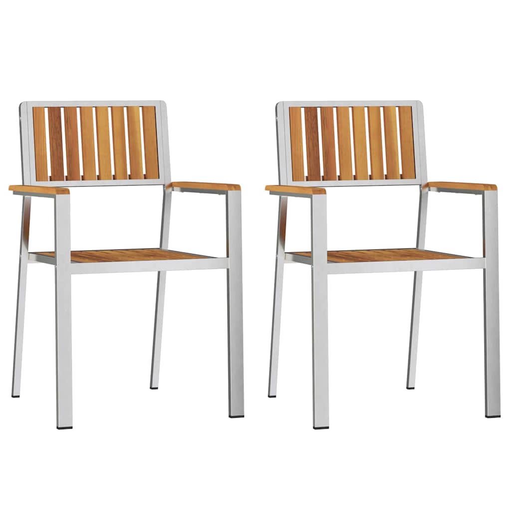 Καρέκλα Κήπου 2 pcs Καφέ 56 x 54,5 x 87 εκ. Στερεό Ξύλο Ακακίας