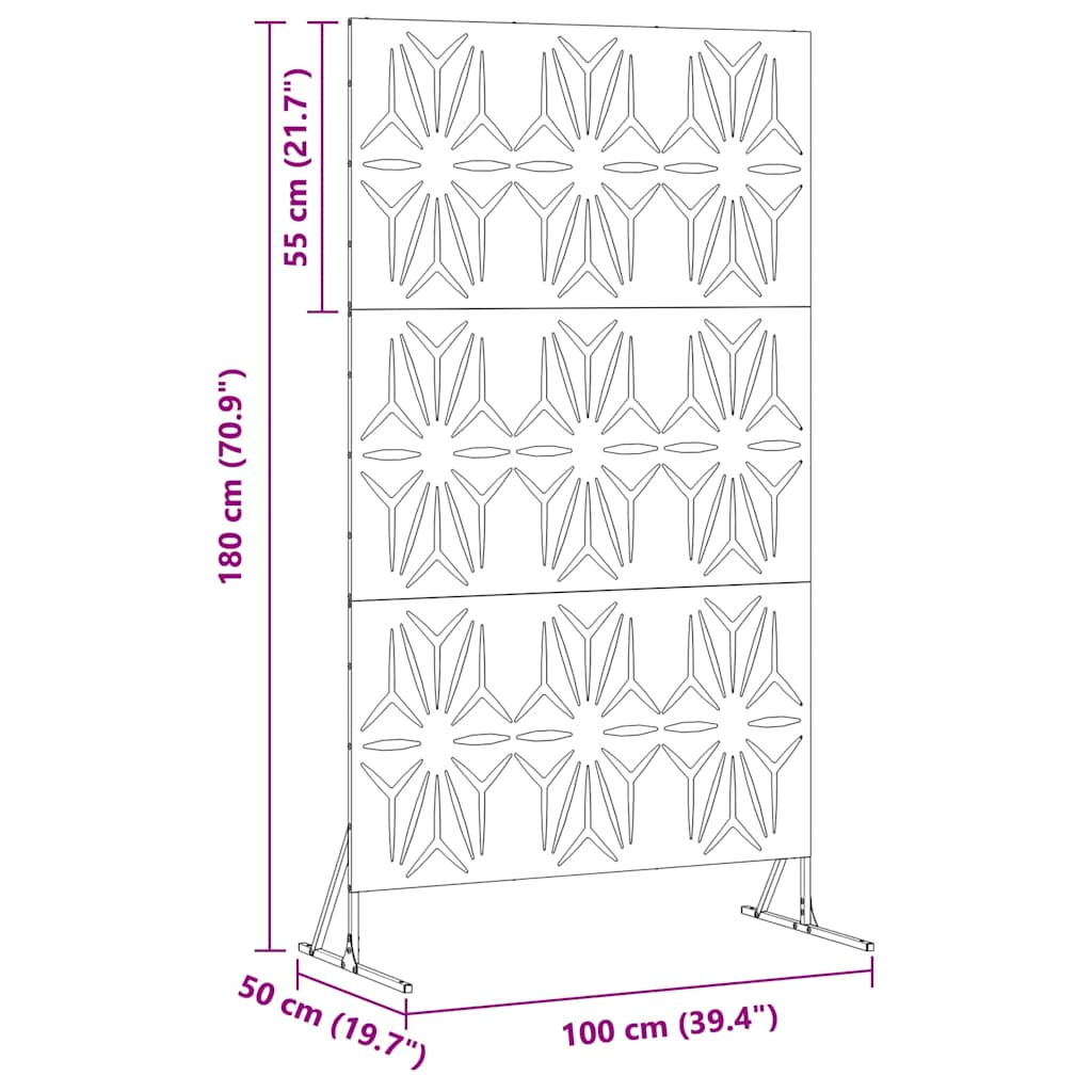 Οθόνη Ιδιωτικότητας Μαύρο 100 x 50 x 180 εκ. Ατσάλι - Pakobazaar