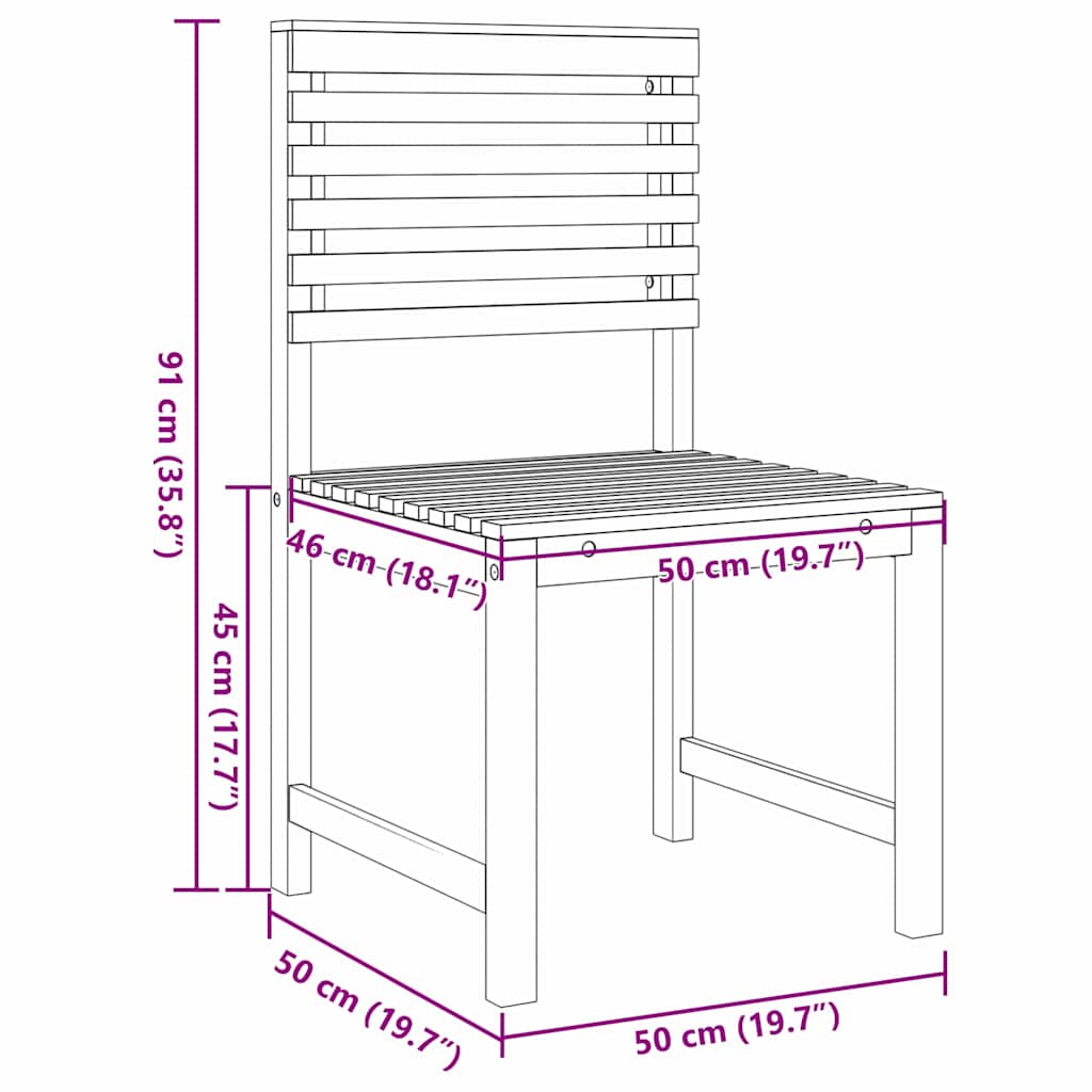 Καρέκλα Κήπου 2 pcs Καφέ 50 x 50 x 91 εκ. Μασίφ ξύλο ακακίας