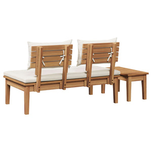 Παγκάκι κήπου 2 pcs Κρέμα και Καφέ Μασίφ ξύλο teak - Pakobazaar