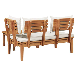 Παγκάκι κήπου 2 pcs Κρέμα και Καφέ Μασίφ ξύλο teak - Pakobazaar