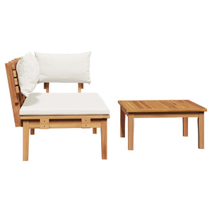 Παγκάκι κήπου 2 pcs Κρέμα και Καφέ Μασίφ ξύλο teak - Pakobazaar
