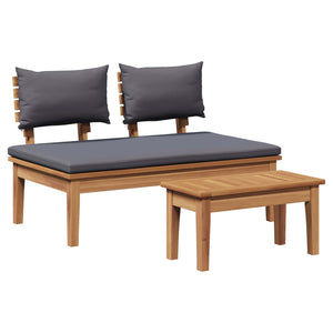 Παγκάκι κήπου 2 pcs Γκρι και Καφέ Μασίφ ξύλο teak - Pakobazaar