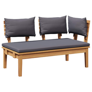 Παγκάκι κήπου 2 pcs Γκρι και Καφέ Μασίφ ξύλο teak - Pakobazaar
