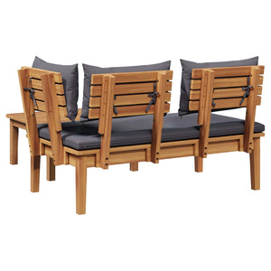 Παγκάκι κήπου 2 pcs Γκρι και Καφέ Μασίφ ξύλο teak - Pakobazaar