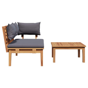 Παγκάκι κήπου 2 pcs Γκρι και Καφέ Μασίφ ξύλο teak - Pakobazaar
