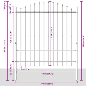 Φράχτης Κήπου WOERDEN 170 x 215 cm Χάλυβας με επίστρωση πούδρας