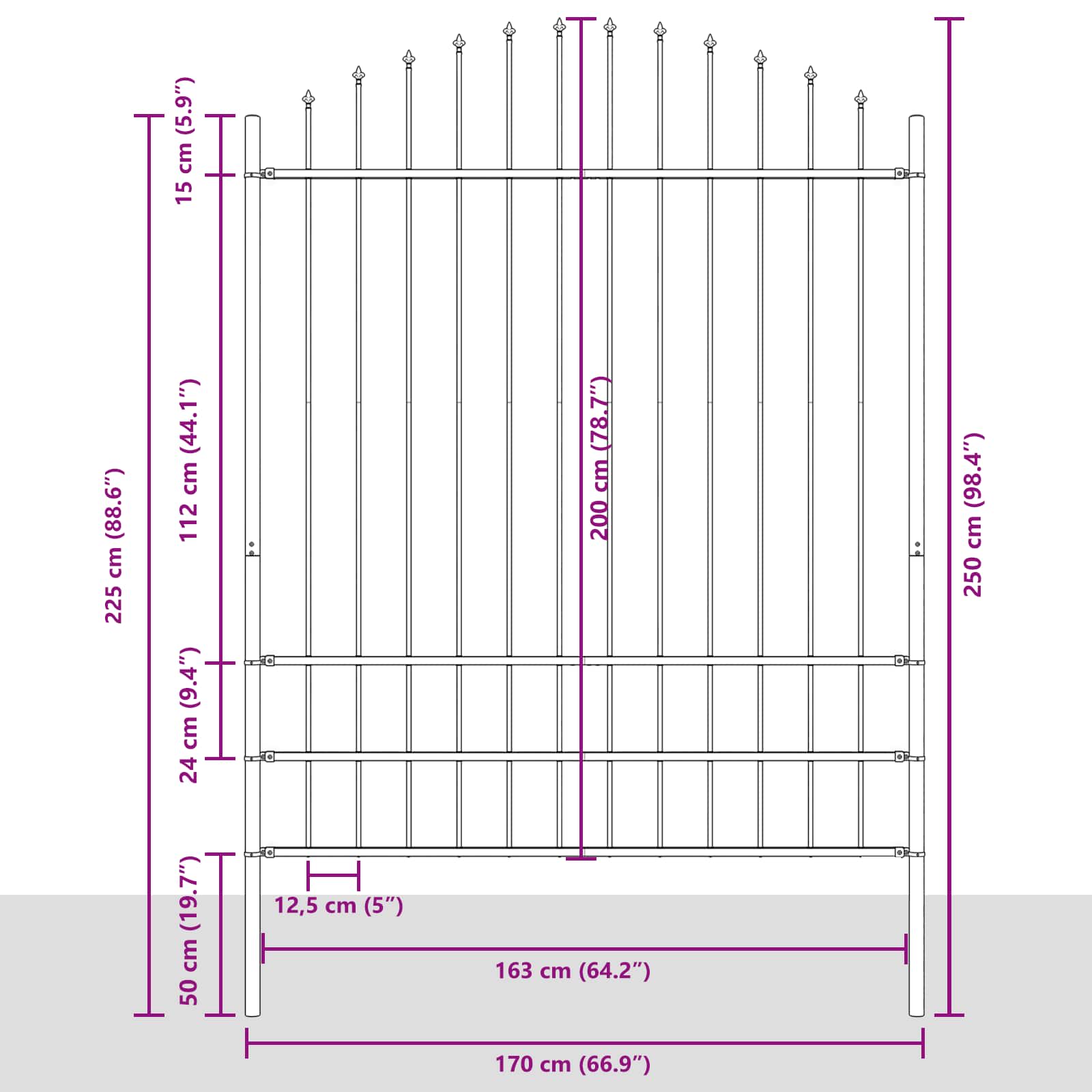 Φράχτης Κήπου Woerden Γκρι 170 x 225 cm