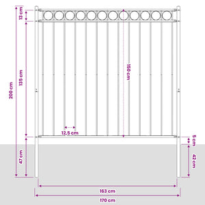 Στοιχείο Φράχτη ASSEN Γκρι 170 x 200 εκ. Ατσάλι - Pakobazaar