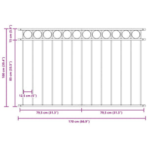 Στοιχείο Φράχτη ASSEN 170 x 100 εκ. Ατσάλι Γκρι