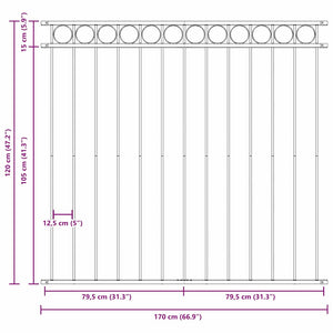 Στοιχείο Φράχτη ASSEN 170 x 120 εκ. Ατσάλι Γκρι