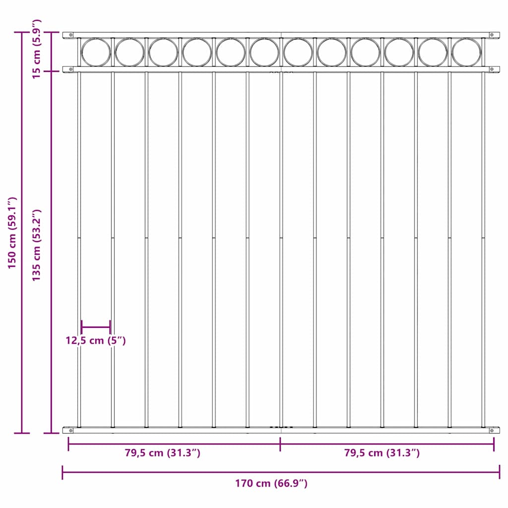 Στοιχείο Φράχτη Γκρι 170 x 150 εκ. Ατσάλι