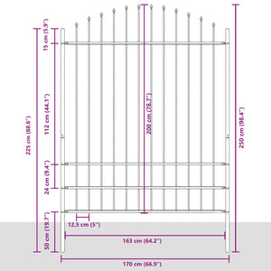Φράχτης Κήπου WOERDEN 170 x 225 cm Χάλυβας με επίστρωση πούδρας
