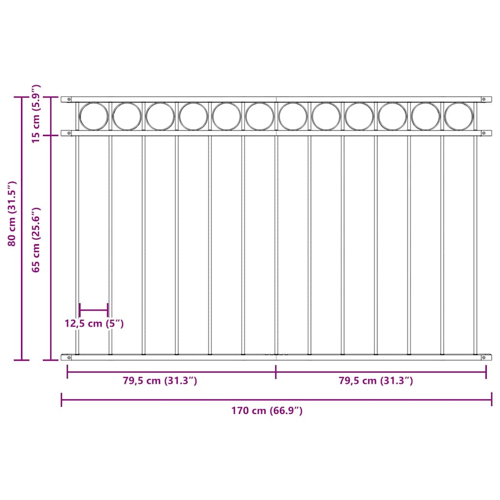 Στοιχείο Φράχτη Assen Λευκό 170 x 80 εκ. Ατσάλι - Pakobazaar