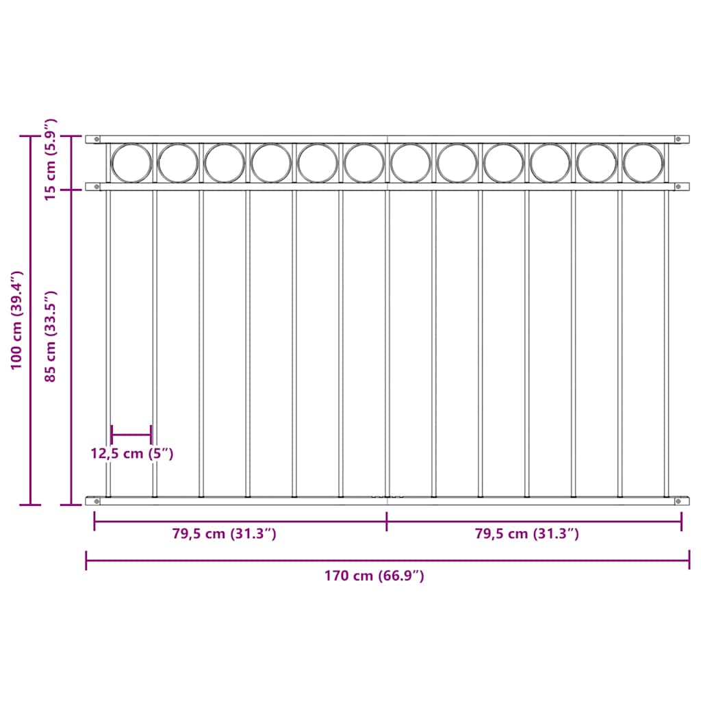 Στοιχείο Φράχτη Λευκό 170 x 100 εκ. Ατσάλι - Pakobazaar