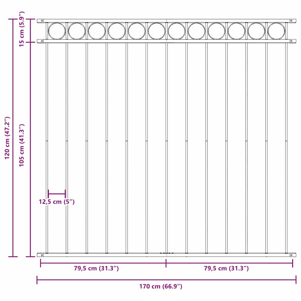 Στοιχείο Φράχτη Λευκό 170 x 120 εκ. Ατσάλι