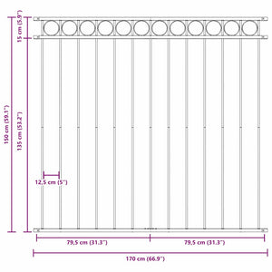 Στοιχείο Φράχτη ASSEN 170 x 150 εκ. Ατσάλι Λευκό