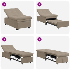 Καναπές Κρεβάτι Taupe 194 x 67 x 82 εκ Μικροΐνες - Pakobazaar