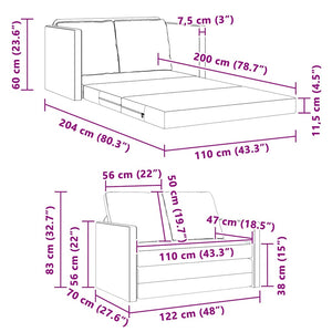 Κρεβάτι καναπές 122cm Κρεμ Βελούδο - Pakobazaar