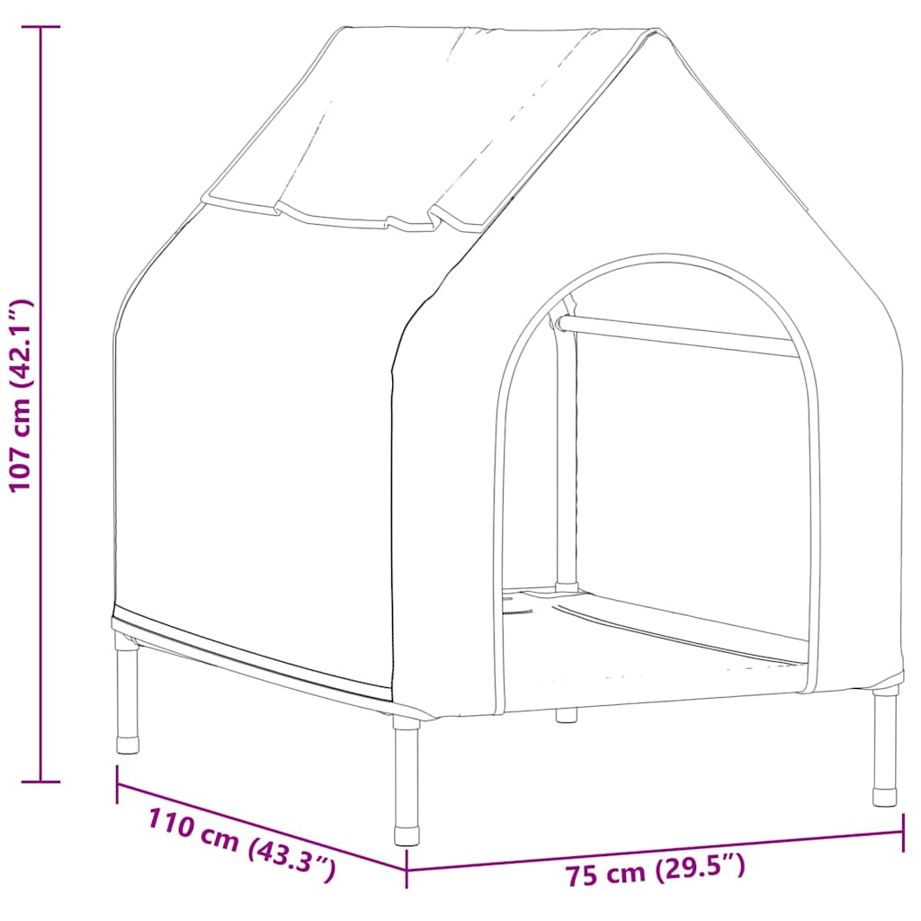 Σπίτι για κατοικίδια Μαύρο 110 x 75 x 90 εκ Ατσάλι - Pakobazaar