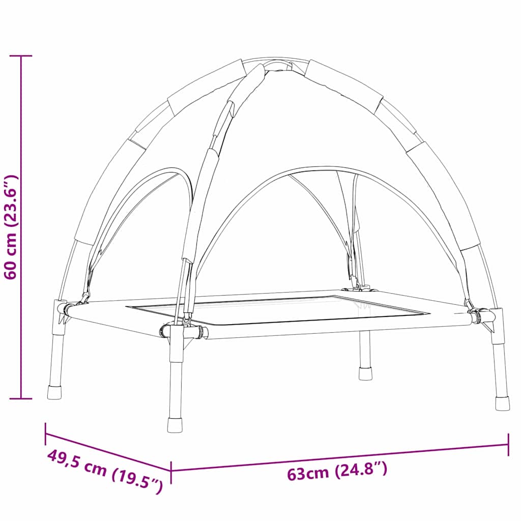 Κρεβάτι Σκύλου Ασημί Γκρι 63 x 49,5 x 60 εκ Ατσάλι