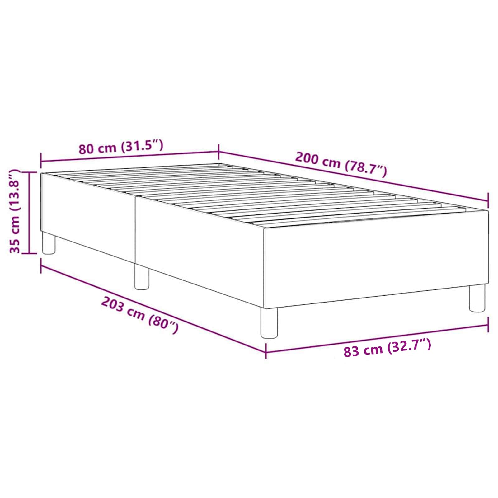 Κρεβάτι πλατφόρμα Σκούρο Γκρι 80 x 200 cm Υφασμάτινο Κορντουρά