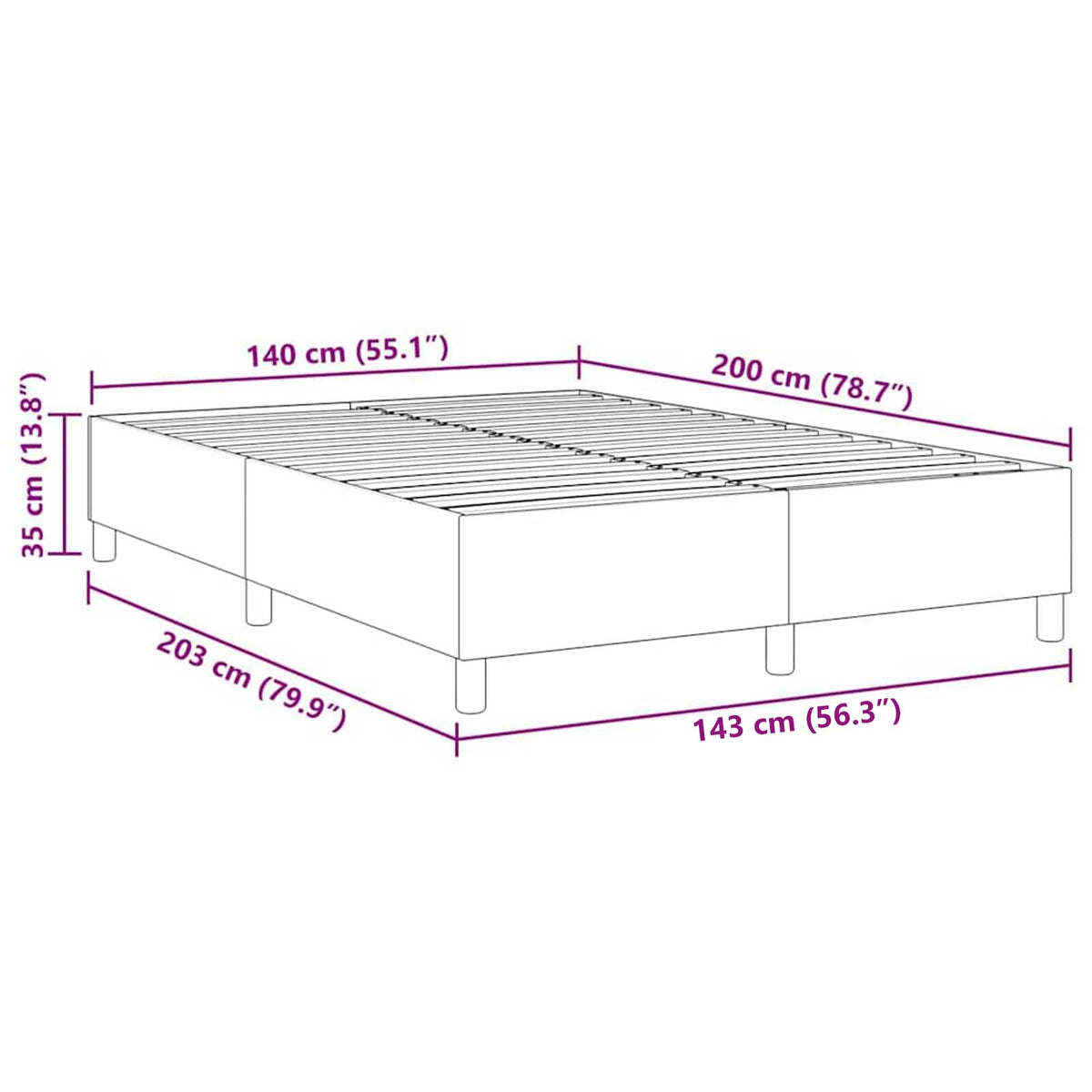 Κρεβάτι πλατφόρμα Κρεμ 140 x 200 cm Υφασμάτινο Κορντουρά - Pakobazaar