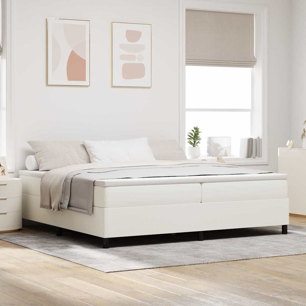 Κρεβάτι με ελατήρια Κρέμα και Λευκό 200 x 200 cm - Pakobazaar