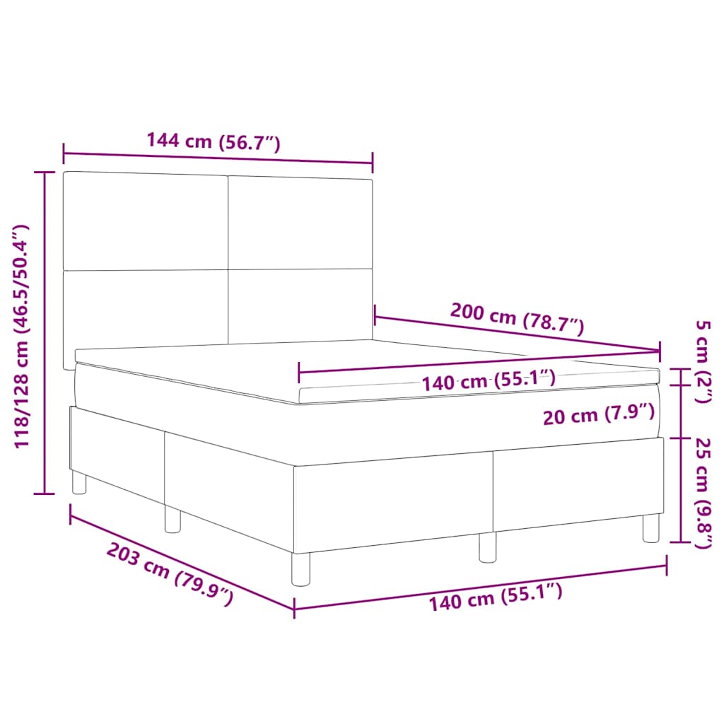 Κρεβάτι με ελατήρια με κεφαλάρι Κρέμα και Λευκό 140 x 200 cm - Pakobazaar