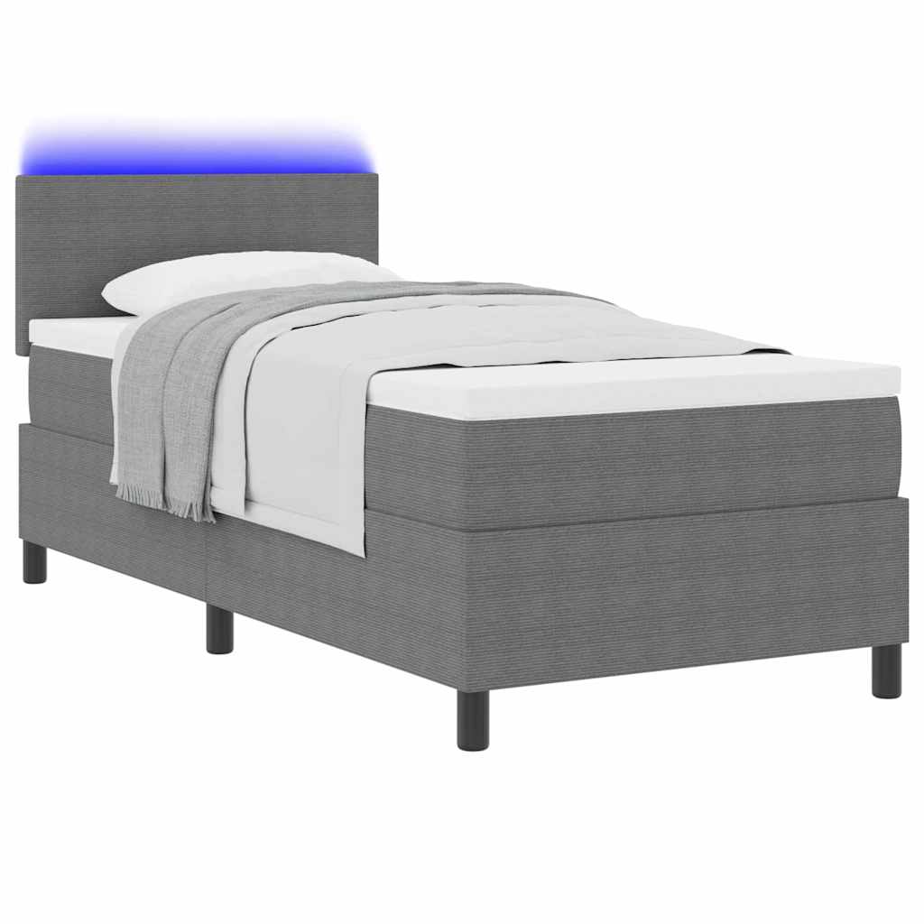 LED Κρεβάτι με βάθρο Ανοιχτό Γκρι και Λευκό 80 x 200 cm - Pakobazaar
