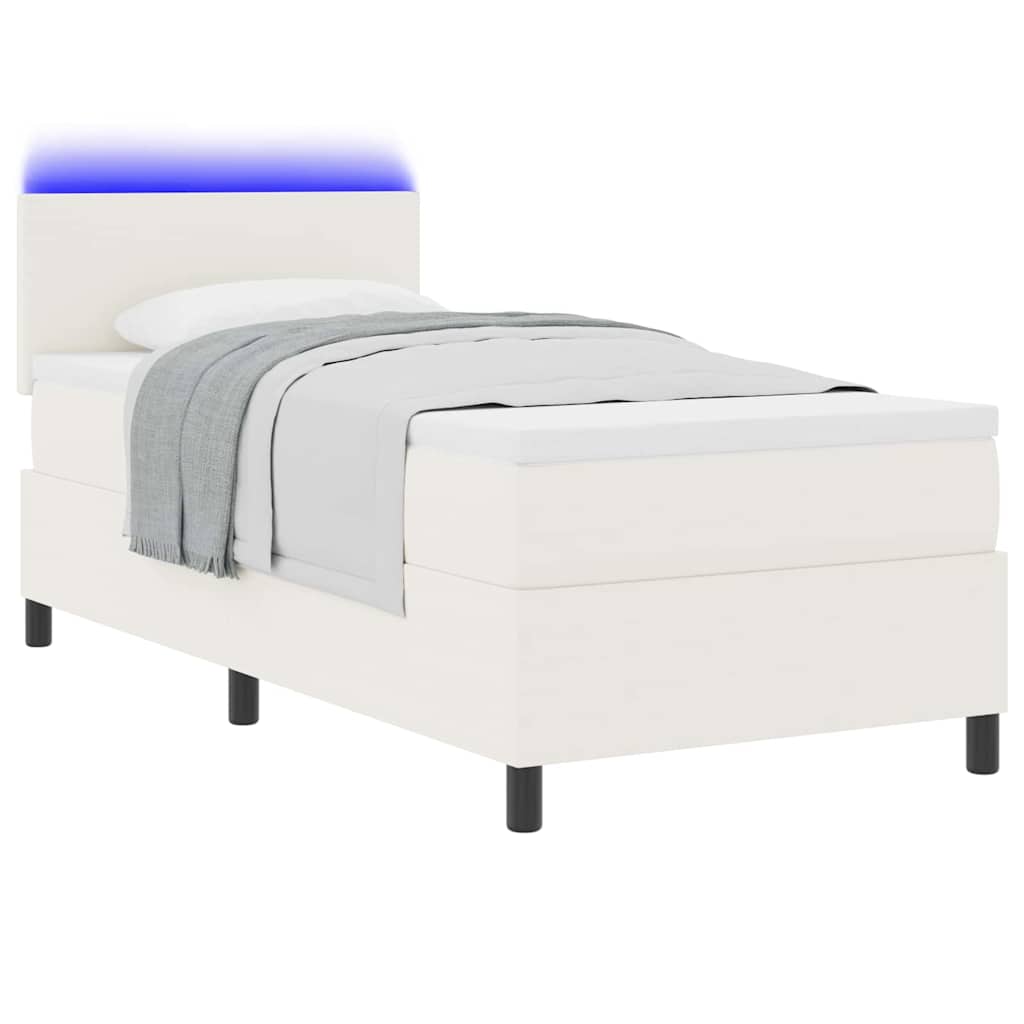 LED Κρεβάτι με βάθρο με κεφαλάρι Κρέμα και Λευκό 80 x 200 cm - Pakobazaar
