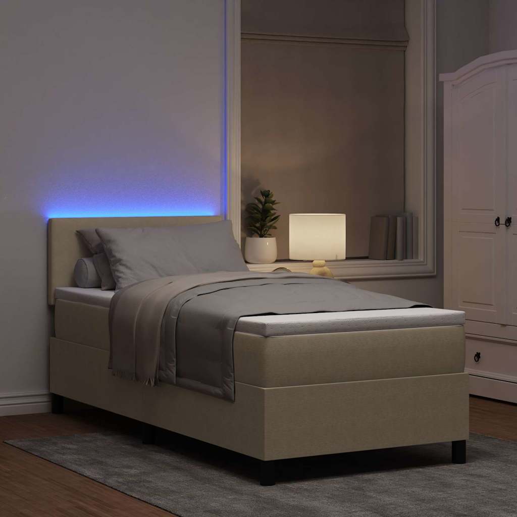 LED Κρεβάτι με βάθρο Ανοιχτό Γκρι και Λευκό 90 x 200 cm - Pakobazaar