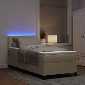 LED Κρεβάτι με βάθρο Ανοιχτό Γκρι και Λευκό 90 x 200 cm - Pakobazaar
