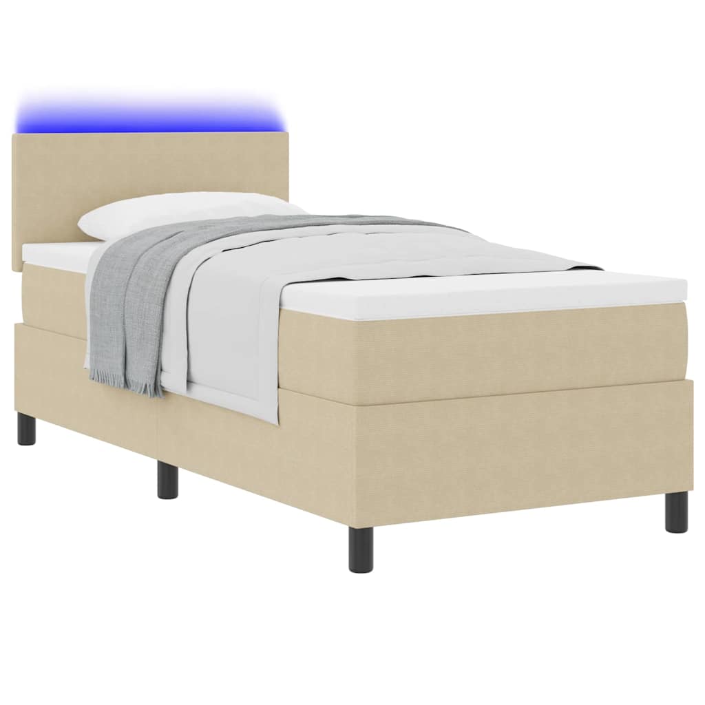 LED Κρεβάτι με βάθρο Ανοιχτό Γκρι και Λευκό 90 x 200 cm - Pakobazaar