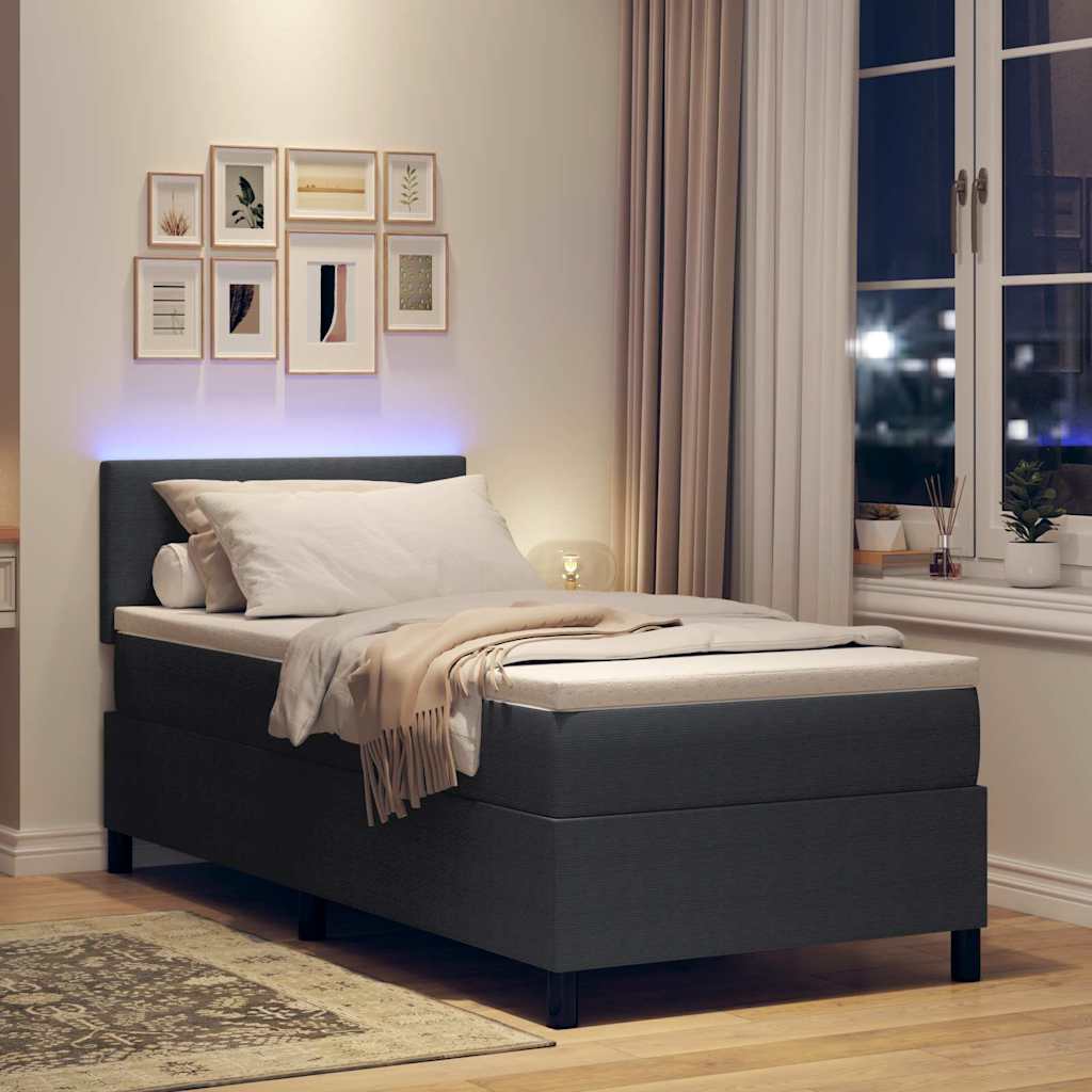 LED Κρεβάτι με βάθρο Σκούρο Γκρι και Λευκό 100 x 200 cm - Pakobazaar