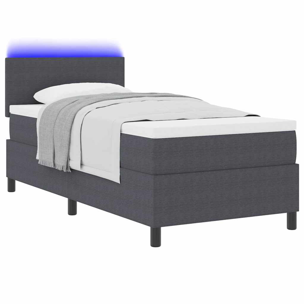 LED Κρεβάτι με βάθρο Σκούρο Γκρι και Λευκό 100 x 200 cm - Pakobazaar