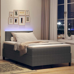 LED Κρεβάτι με βάθρο Ανοιχτό Γκρι και Λευκό 120 x 190 cm - Pakobazaar