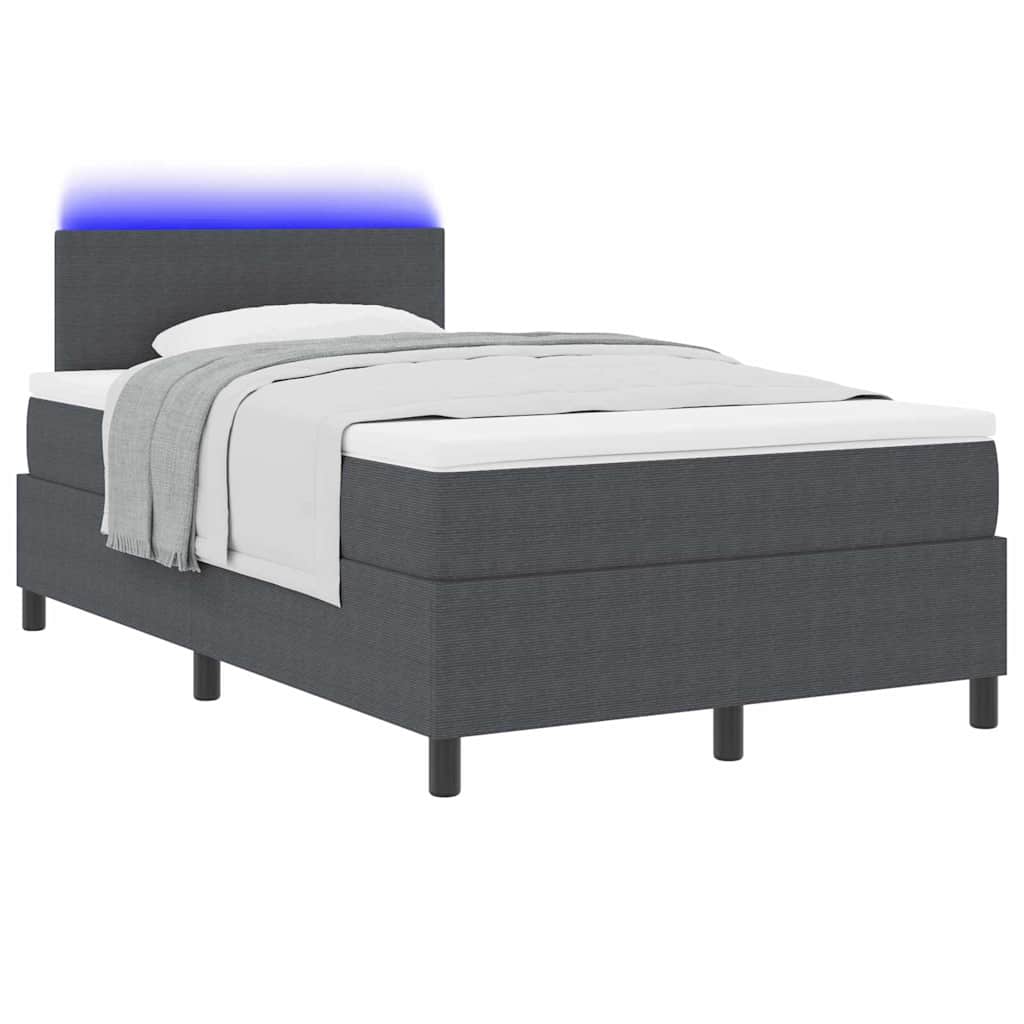 LED Κρεβάτι με βάθρο Σκούρο Γκρι και Λευκό 120 x 190 cm - Pakobazaar