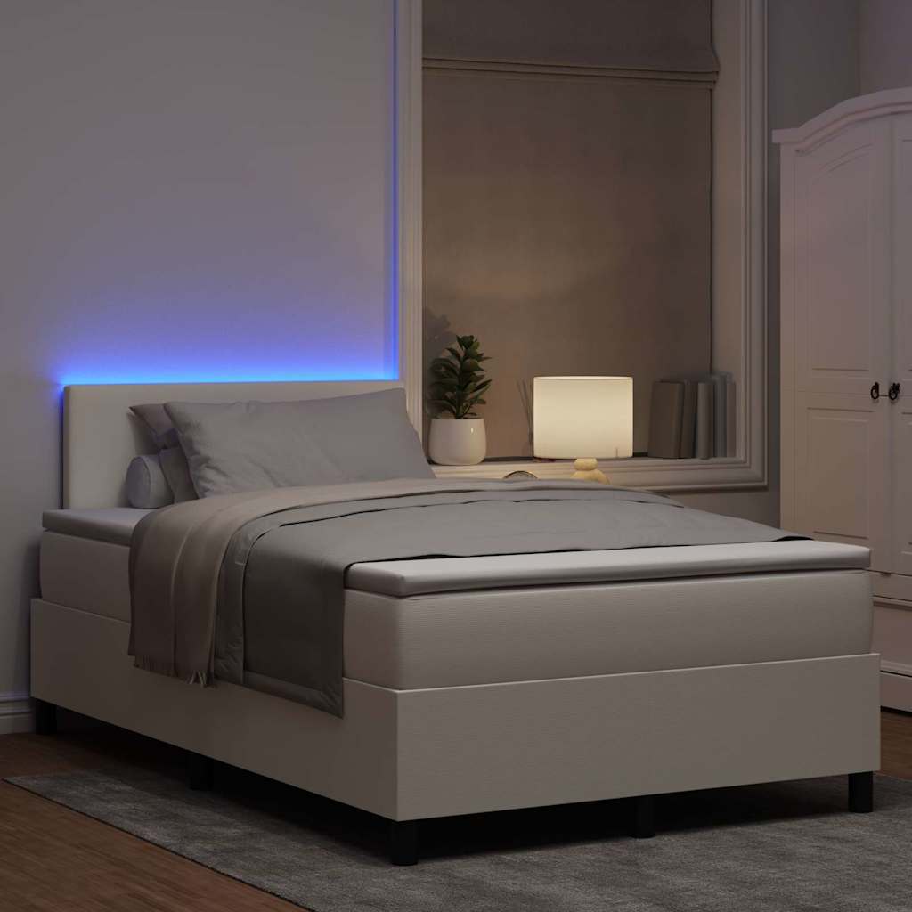 LED Κρεβάτι με βάθρο με κεφαλάρι Κρέμα και Λευκό 120 x 190 cm - Pakobazaar