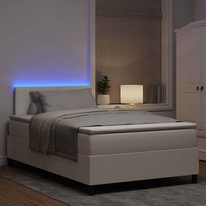 LED Κρεβάτι με βάθρο με κεφαλάρι Κρέμα και Λευκό 120 x 190 cm - Pakobazaar
