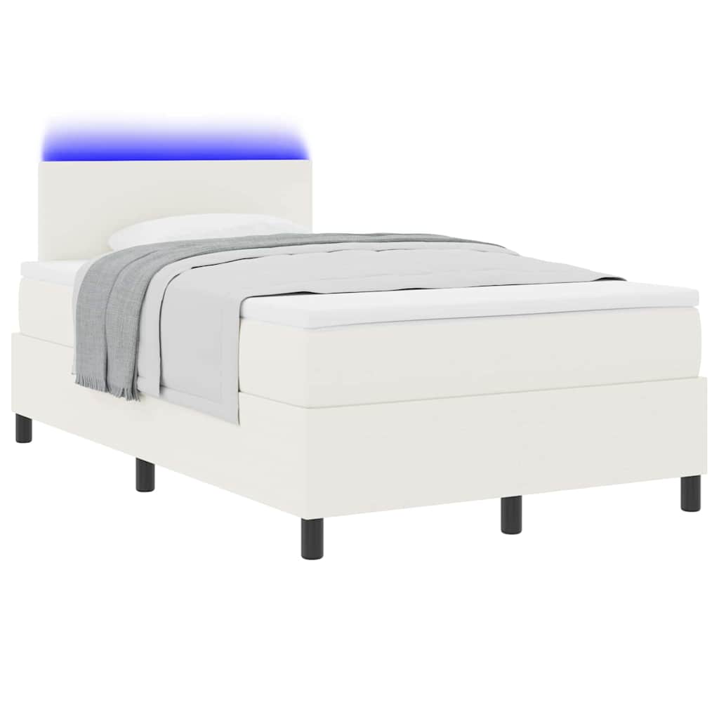 LED Κρεβάτι με βάθρο με κεφαλάρι Κρέμα και Λευκό 120 x 190 cm - Pakobazaar