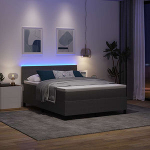 LED Κρεβάτι με βάθρο Ανοιχτό Γκρι και Λευκό 140 x 200 cm - Pakobazaar