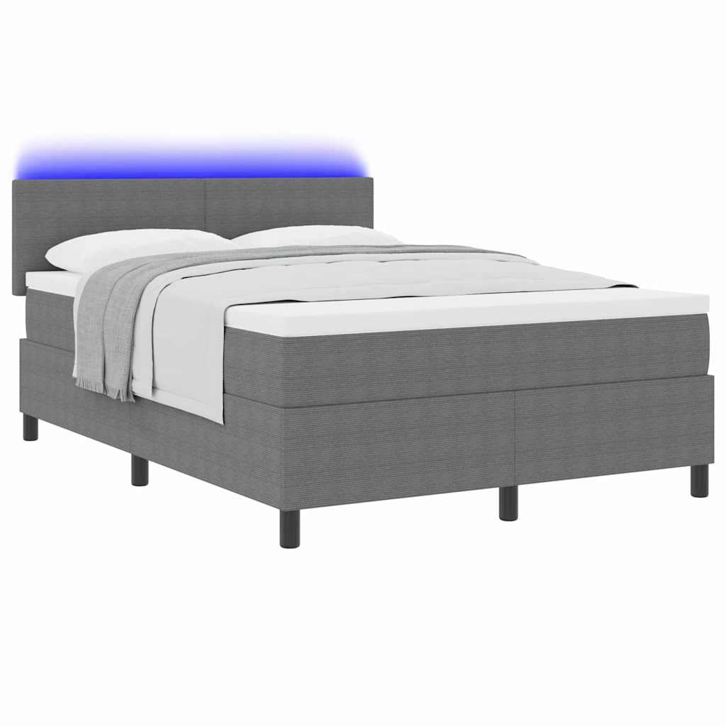 LED Κρεβάτι με βάθρο Ανοιχτό Γκρι και Λευκό 160 x 200 cm - Pakobazaar