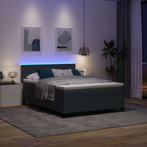 LED Κρεβάτι με βάθρο Σκούρο Γκρι και Λευκό 160 x 200 cm - Pakobazaar