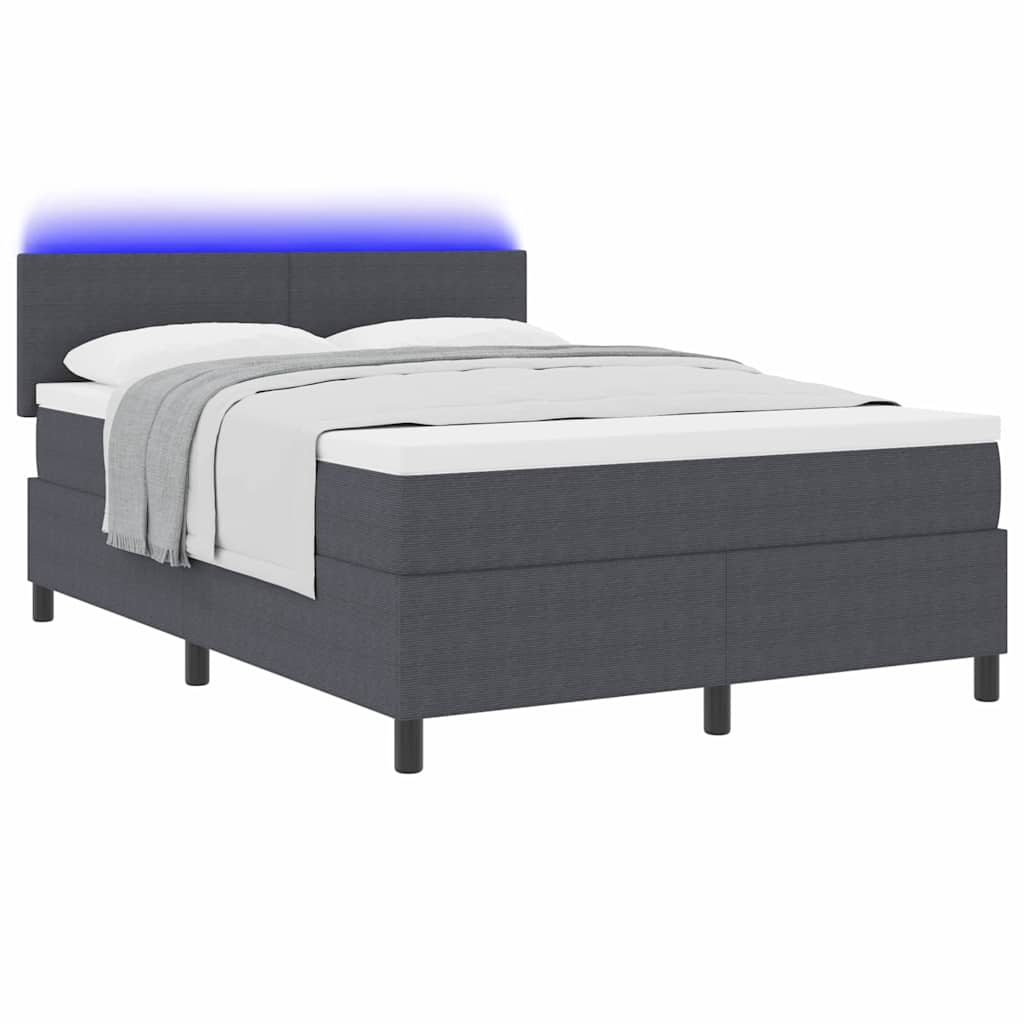 LED Κρεβάτι με βάθρο Σκούρο Γκρι και Λευκό 160 x 200 cm - Pakobazaar