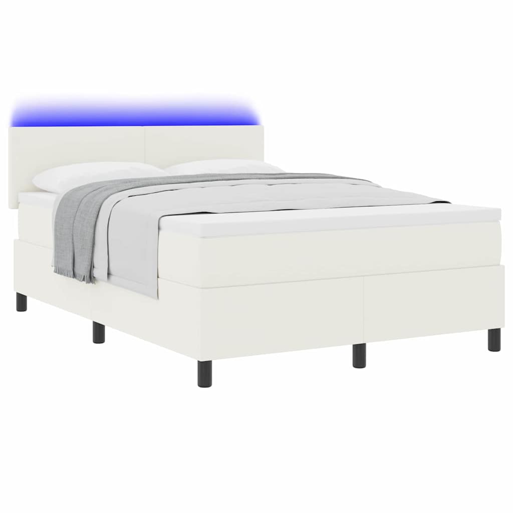 LED Κρεβάτι με βάθρο με κεφαλάρι Κρέμα και Λευκό 160 x 200 cm - Pakobazaar