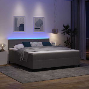 LED Κρεβάτι με βάθρο Ανοιχτό Γκρι και Λευκό 180 x 200 cm - Pakobazaar