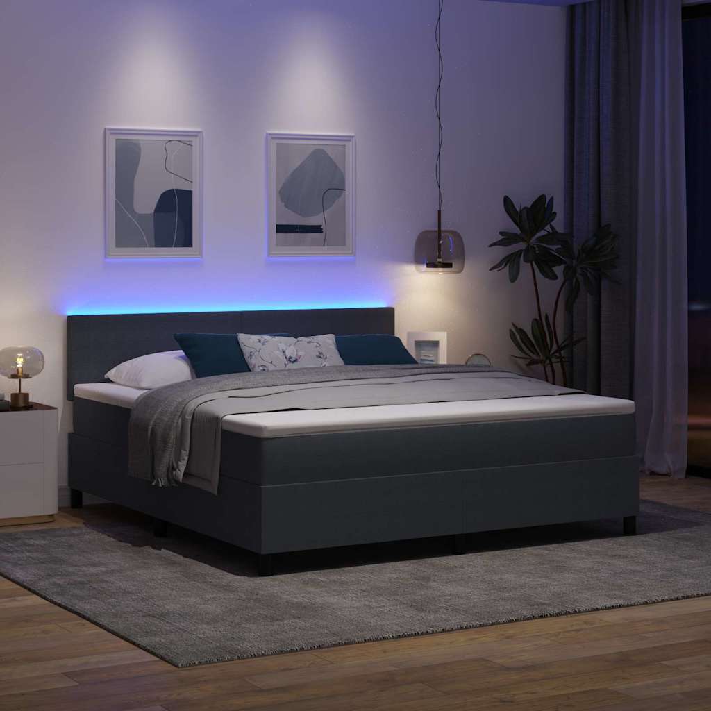 LED Κρεβάτι με βάθρο Σκούρο Γκρι και Λευκό 180 x 200 cm